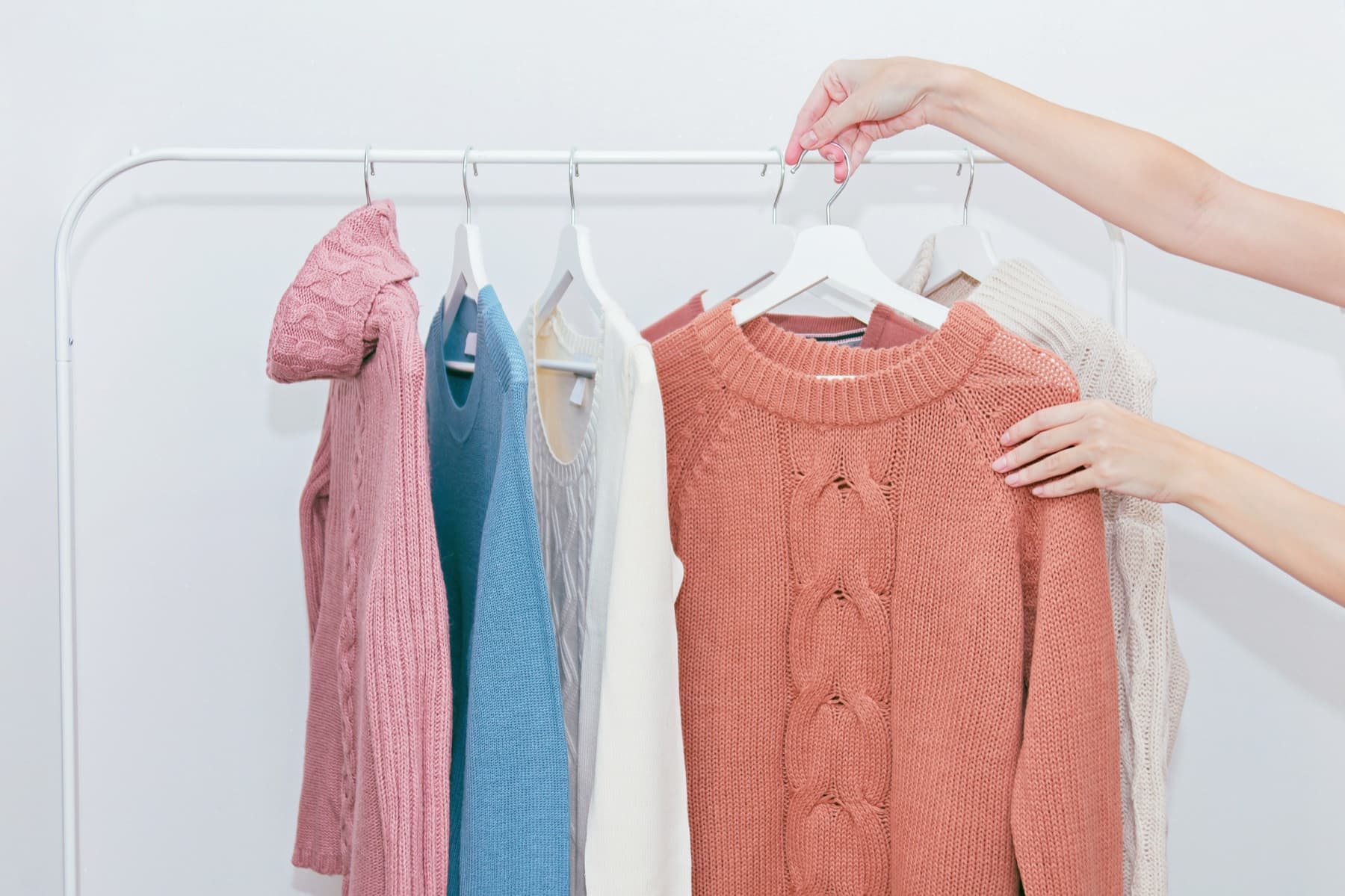 Knitwear collection on rack